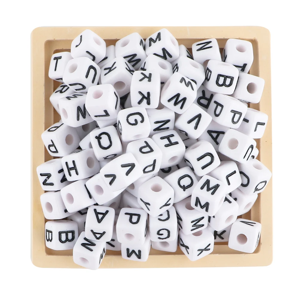 20/50/100Pcs White Square 10*10mm Acrylic Alphabet Letters Beads For Jewelry Making DIY Bracelet Necklace Jewelry Accessories