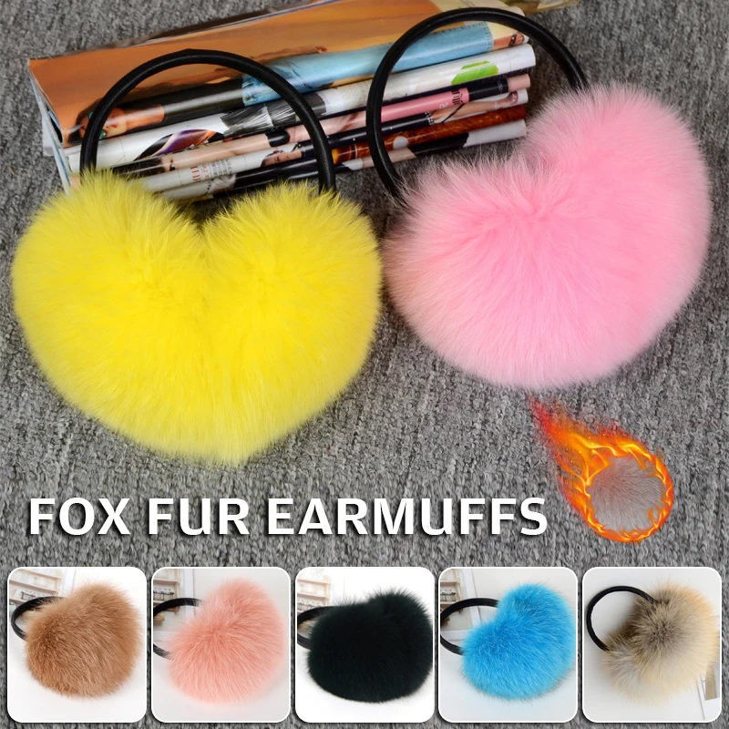 

Real Fox Raccoon Fur Hang Ear Cover Warm Winter Earmuffs Headwear Ear Muffs Earmuffs Cold Ear Warmer Ear Protection Headband