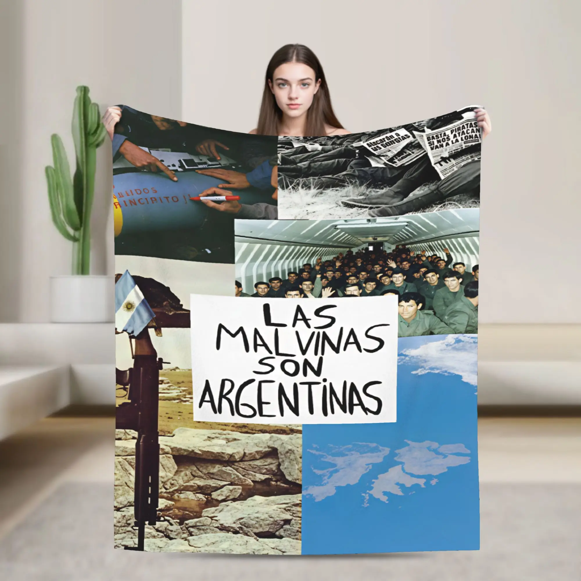 Las Malvinas Son Argentinas Blanket  Warm Soft  Plush Throw Blanket For Couch Bed Airplane Travel Flannel Bedspread Bed Cover