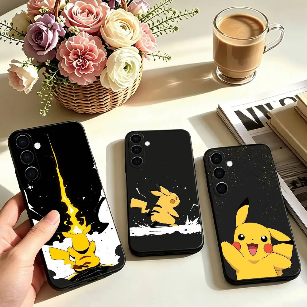 Cute Cartoon PikachuES  Phone Case For Samsung Galaxy A73,A72,A71,A70,A53,A52,A51,Soft Silicone Black Cover Gift