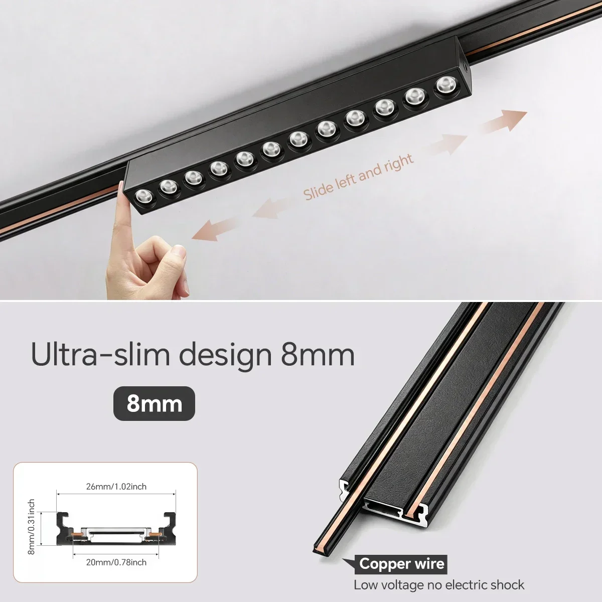 8mm Ultra-thin Magnetic Track Light Set, with Spotlight, Pendant Light, Grille Light & Floodlight CCT Dimmable Ceiling Lights