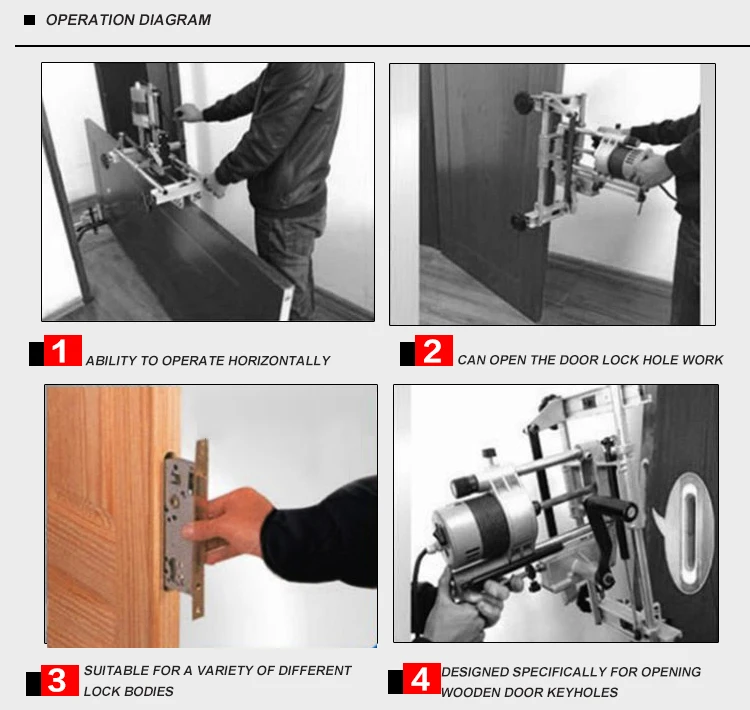 Wooden door lock hole opener slot opener door lock hole tool woodworking blinking machine door lock punching machine