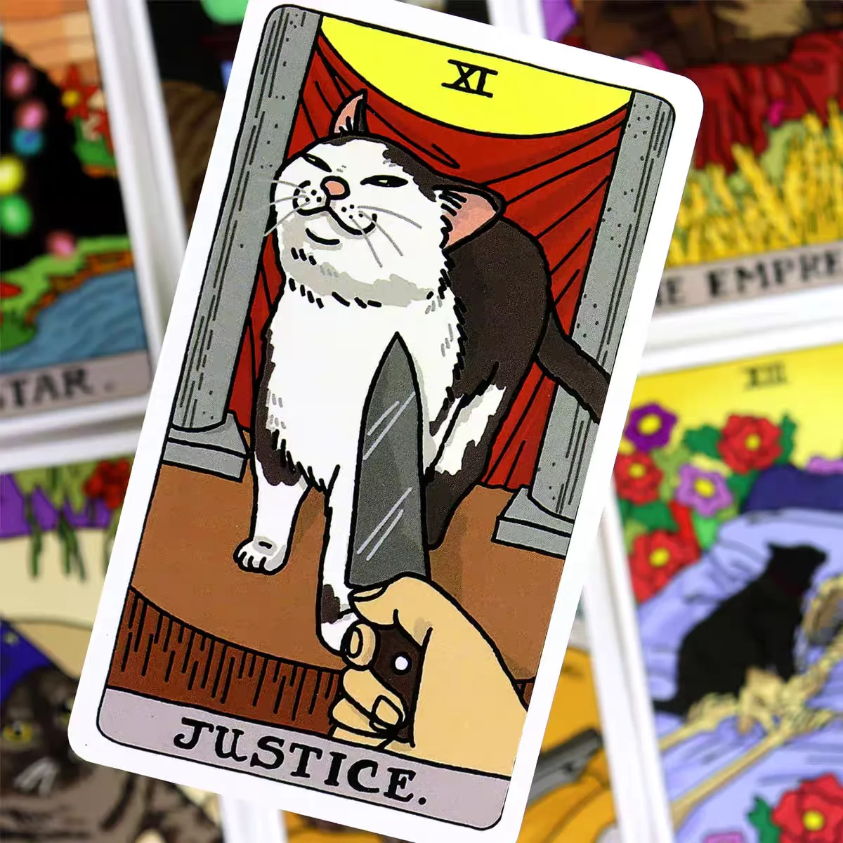 4*2.36 بوصة القط التارو سطح السفينة مضحك ويتشي القط Kawaii Uwu 22 قطعة أركانا الرئيسية-لجمع الأسرة العرافة مجلس لعبة 10.3*6 سنتيمتر