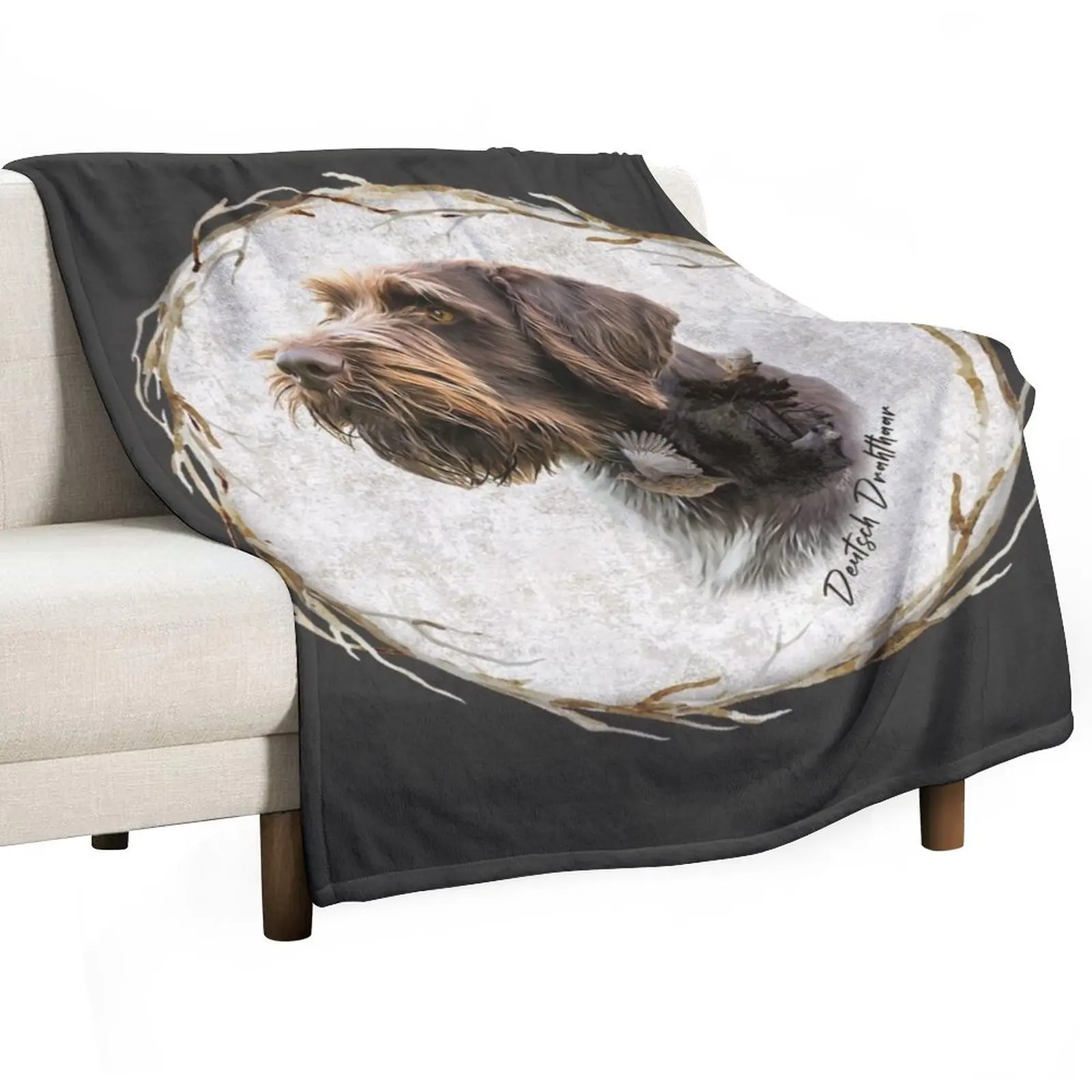 German Wirehaired Pointer's thoughts Throw Blanket Designers Decorative Beds Blankets