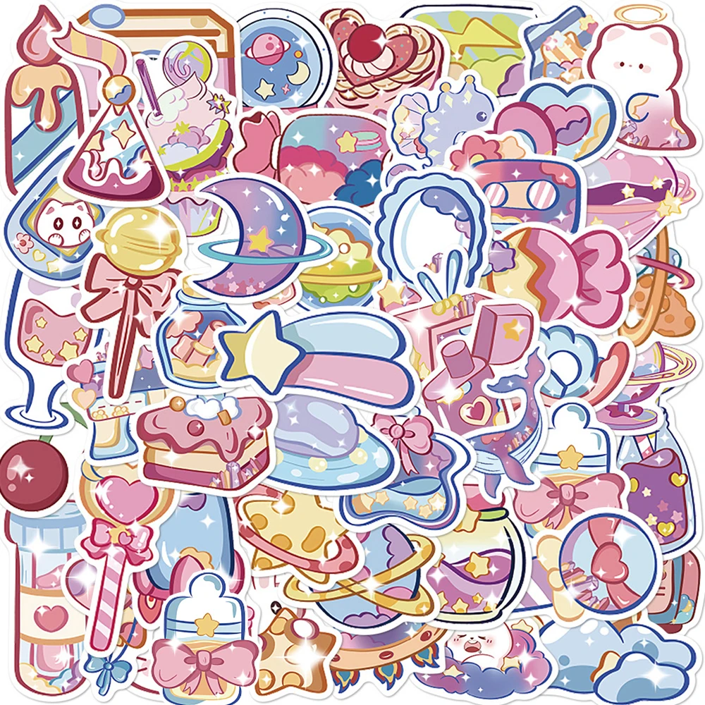 10/30/50 stücke Glitter Galactic Phenom Cartoon Graffiti Aufkleber Wasserdicht Nette Lila Ins Stil Aufkleber Graffiti Telefon Notebook