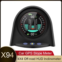 X94 GPS Car Slope Meter Digital Inclinometer Head Up Display Safe Alarm Pitch Angle Clinometer for 4X4 Off-road Vehicle for HUD