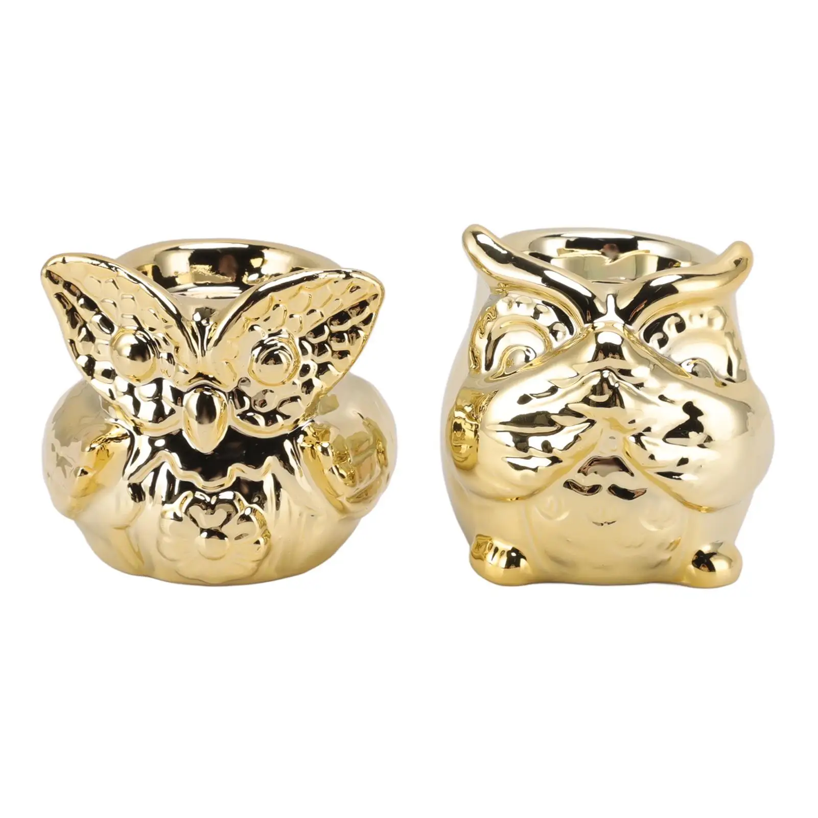 Elegant Owl Design Ceramic Candle Holder - Gold Color Home Decoration for bedroom Stability