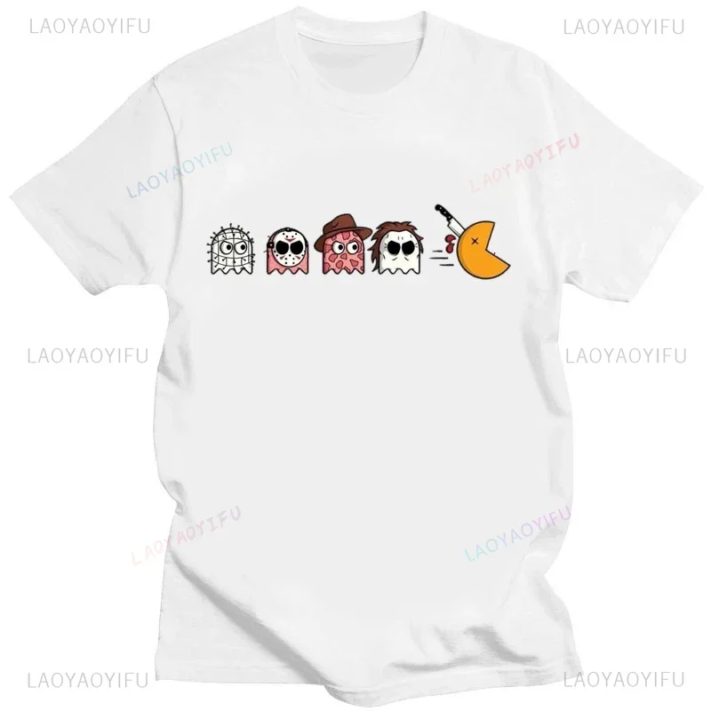 

Забавная хлопковая футболка со скелетом на Хэллоуин, дышащая креативная повседневная женская одежда с маленьким призраком, топы, уличная одежда, винтажные футболки