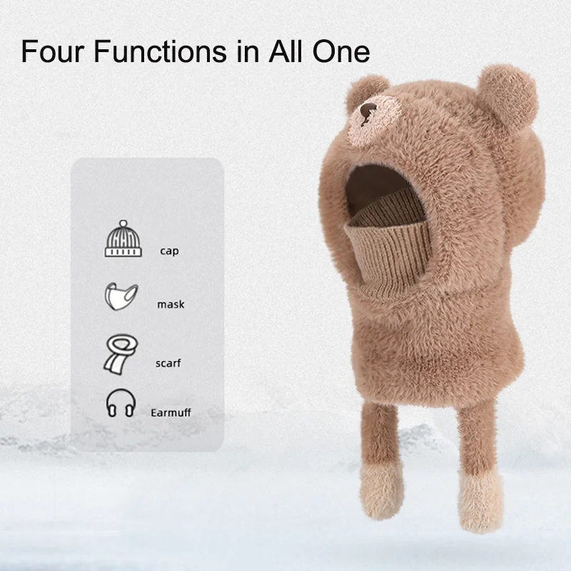 2025 Winter 1pc Neue kinder Balaclava Hut Plüsch Dicke Warme Neck Schal Spielen Im Freien Für Kaltes Wetter winter Warm Halten – Detail 1