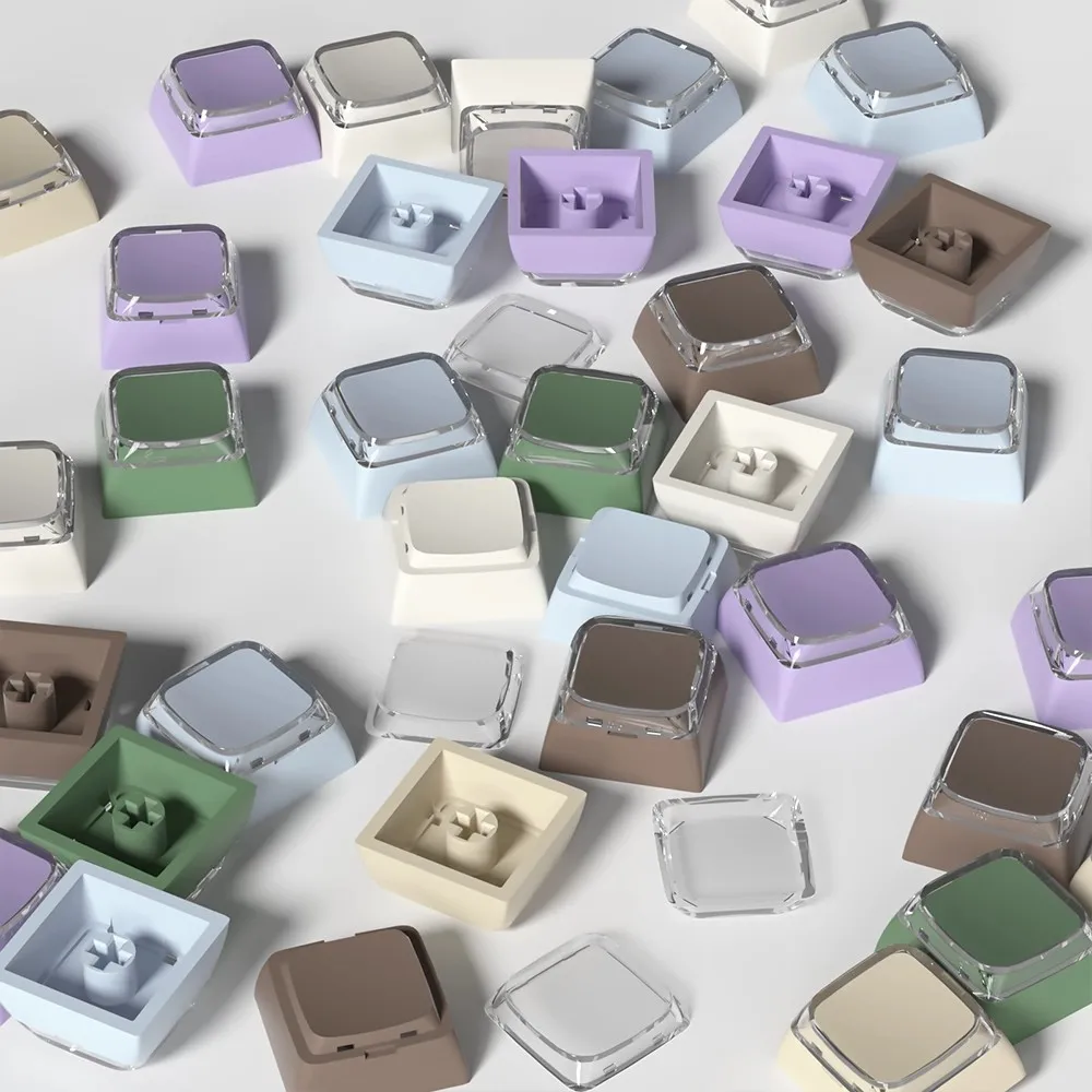 

Retro Block Keycap Set 10PCS XDA Profile Blank Transparent PBT+PC Key Caps for Mechanical Keyboards Mixed Color DIY Keycaps