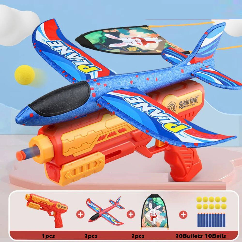 20M tiro espuma avión lanzador de pistola catapulta planeador avión pistola de juguete bala suave bola pistola cometa mosca juguetes niños juego al aire libre