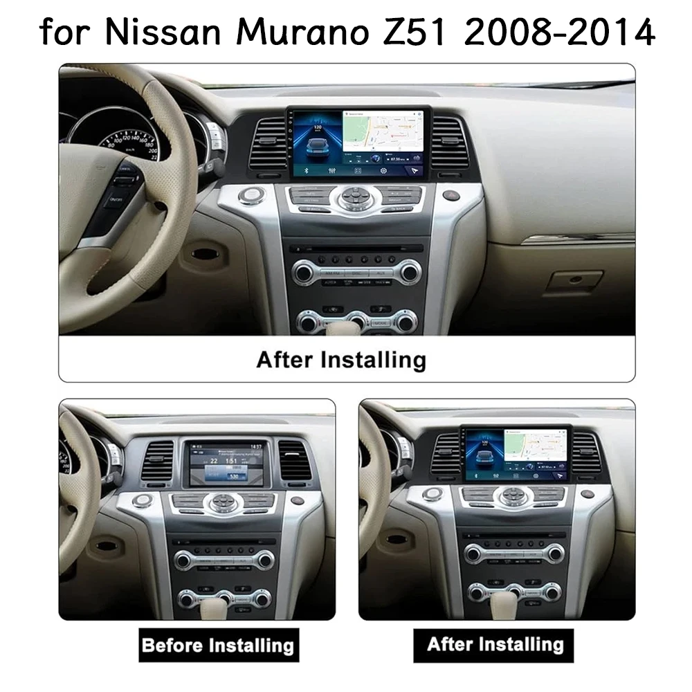 4+64G 9''Car Stereo GPS Navigation for Nissan Murano Z51 2008-2014 Android15 with Carplay Android Auto Bluetooth WiFi FM/RDS SWC