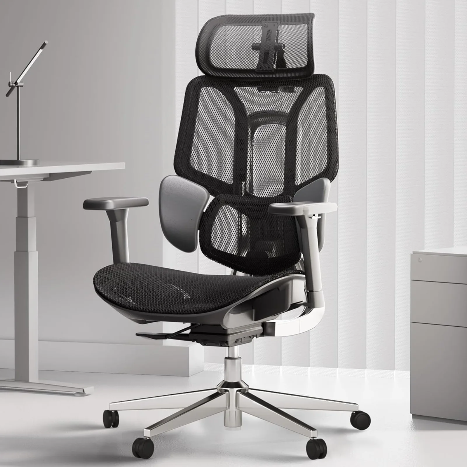 

US E3 Air Ergonomic Office Chair, Big and Tall Office Chair - with 3-Zone Dynamic Lumbar Support, 3D Adjustable Headrest