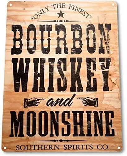 SRongmao Bourbon Whiskey Moonshine Retro White Wall Decor Bar Man Cave Metal Tin Sign 8x12in New