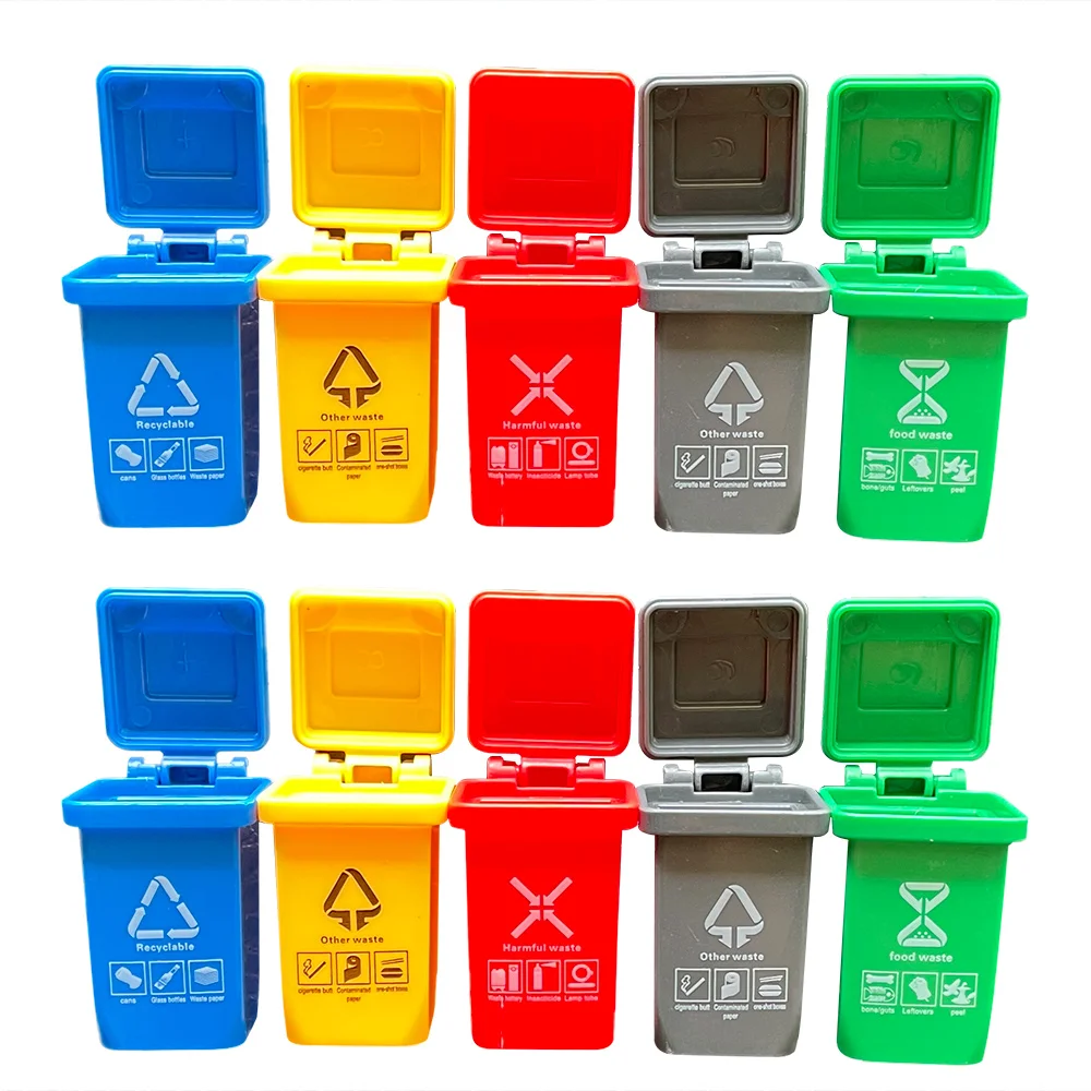 10pcs Kids Garbage Classification Toy Trash Cans Garbage for Garbage Truck Waste Management Recycling Theme Birthday Decoration