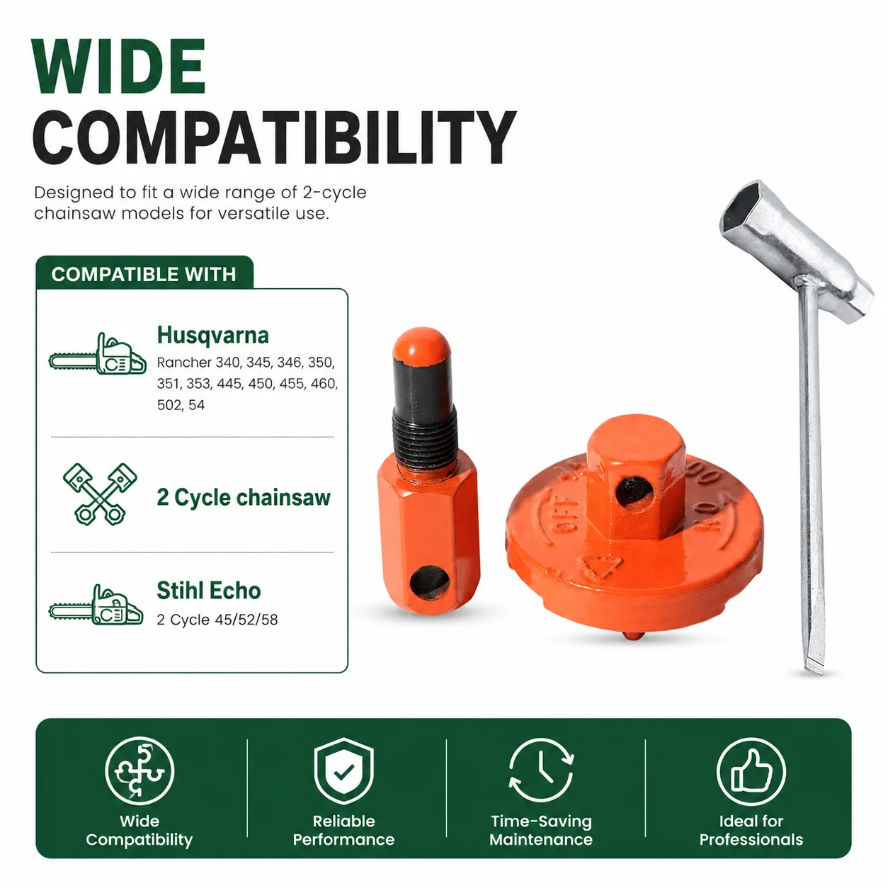 Piston Stop Clutch Tool Kit For Husqvarna 340 345 346 350 351 353 445 450 455 460 502 54 2 Cycle Chainsaw 13x19mm Wrench