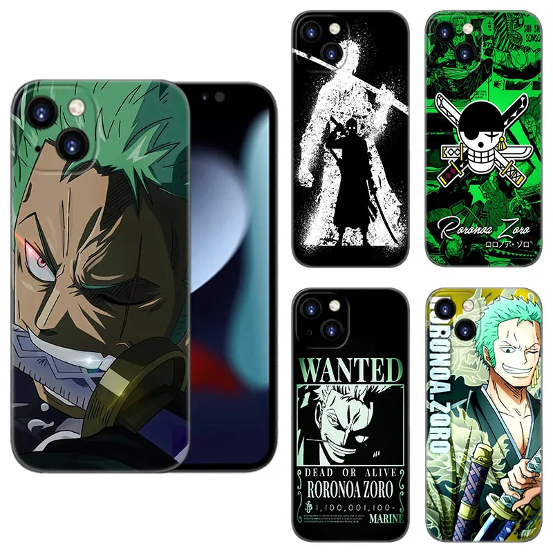 O-หนึ่งชิ้นเคสโทรศัพท์ Roronoa Zoro สำหรับ Apple iPhone 12 13 MINI 11 14 15 Pro XS MAX 7 8 PLUS x XR SE 2020 2022เคสสีดำ