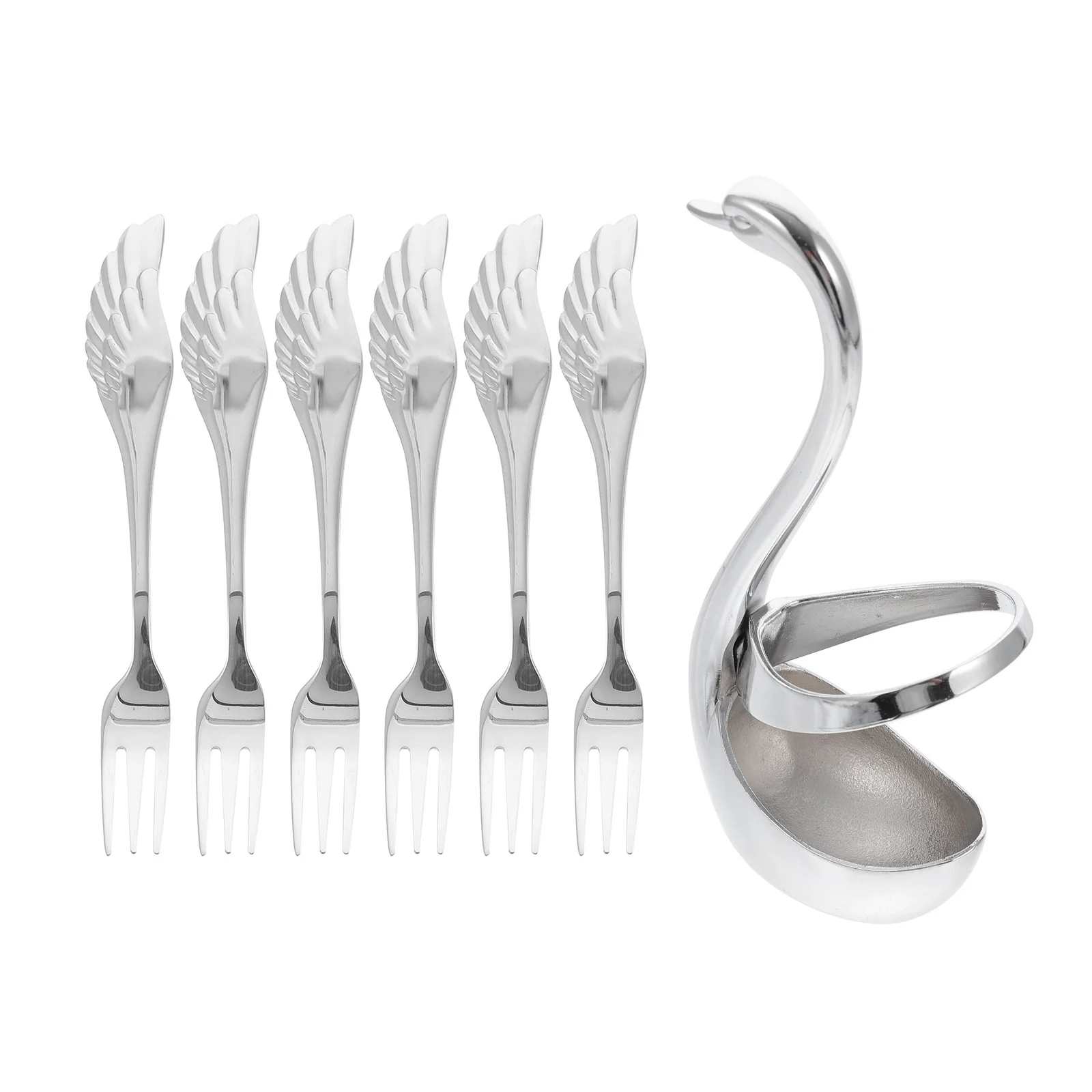 

Tableware Set Swan Spoon Holder Fork Dessert Cutlery Fruit Dinnerware Base