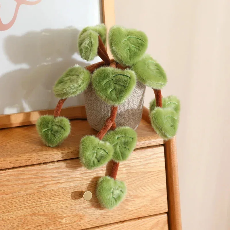 

Kawaii Green Vine Plush Potted Plant Soft Fluffy Artificial Hanging Plant Stuffed Doll,Cute Heart Leaf Plushie Birthday Gift