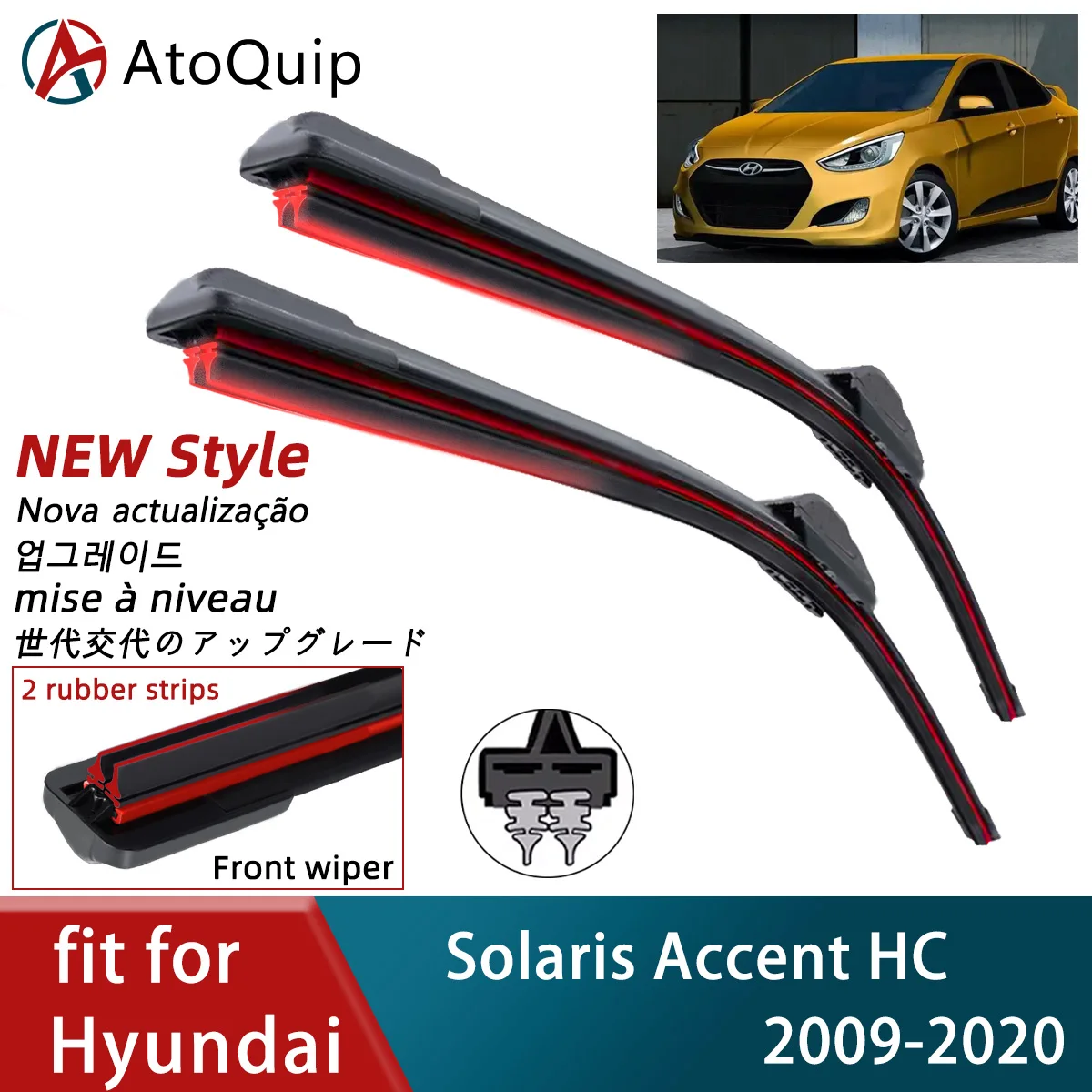 

Double Rubber Car Wiper for Hyundai Solaris Accent HC Front Windscreen Blades Brushes Cutter Accessories Windscreen Wipers Parts