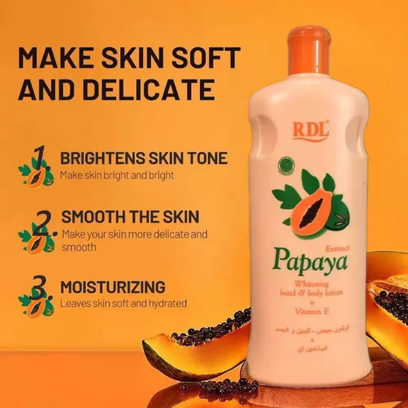 RDL Papaya Whitening Hand Body Lotion+vitamin E 600ml Moisturizing Brightening Skin Tone Smoothing Antioxidant Nourish Skin Care