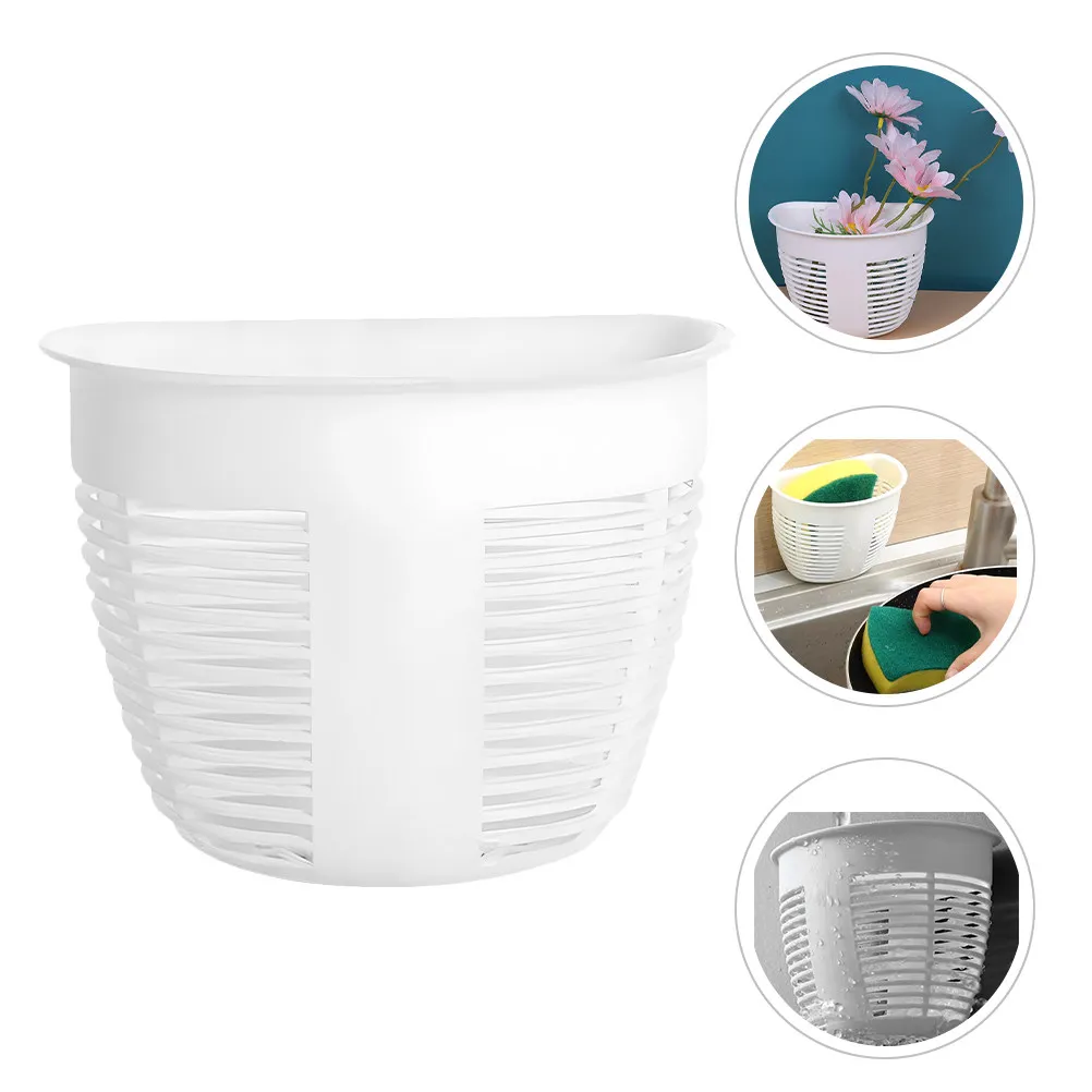 4Pcs Wall Mounted Storage Basket No Drill Hanging Bathroom Kitchen Organizer Draining Rack Space Saving Sundries Holder