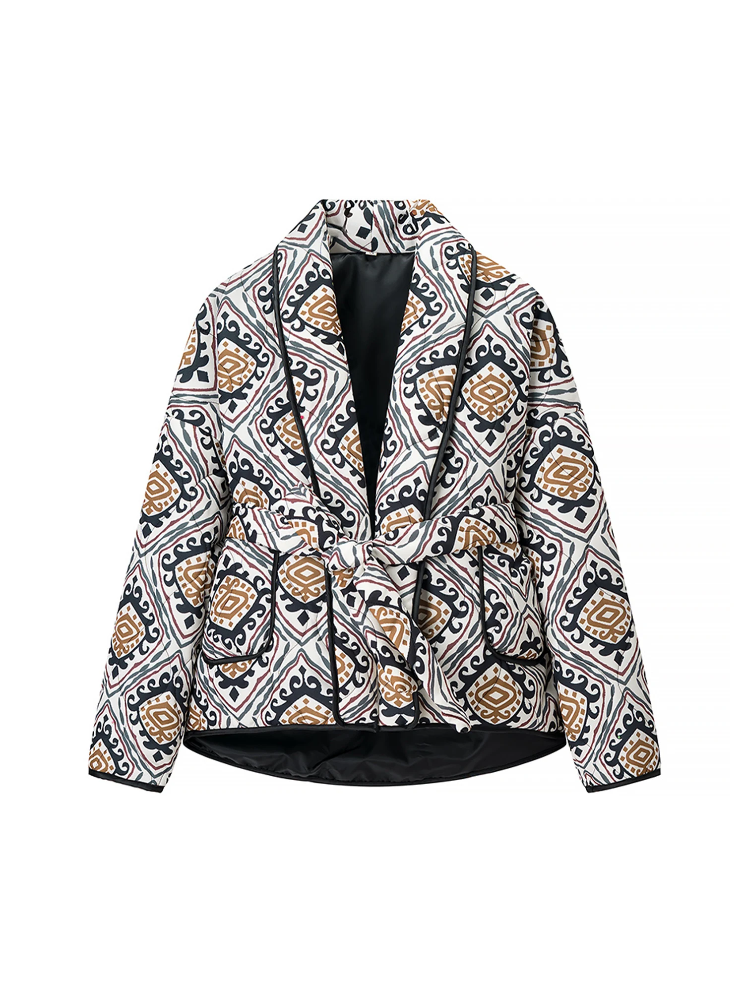 

Женская стеганая куртка с принтом, теплая утепленная куртка-парка, Harajuku, винтажная укороченная верхняя одежда 2000-х годов с v-образным вырезом, зимние пальто, одежда 2025