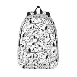 Cute Cartoon Snoopy Mochila para homens e mulheres, Cool Student Work Daypack, Sacos de lona universitários com bolso