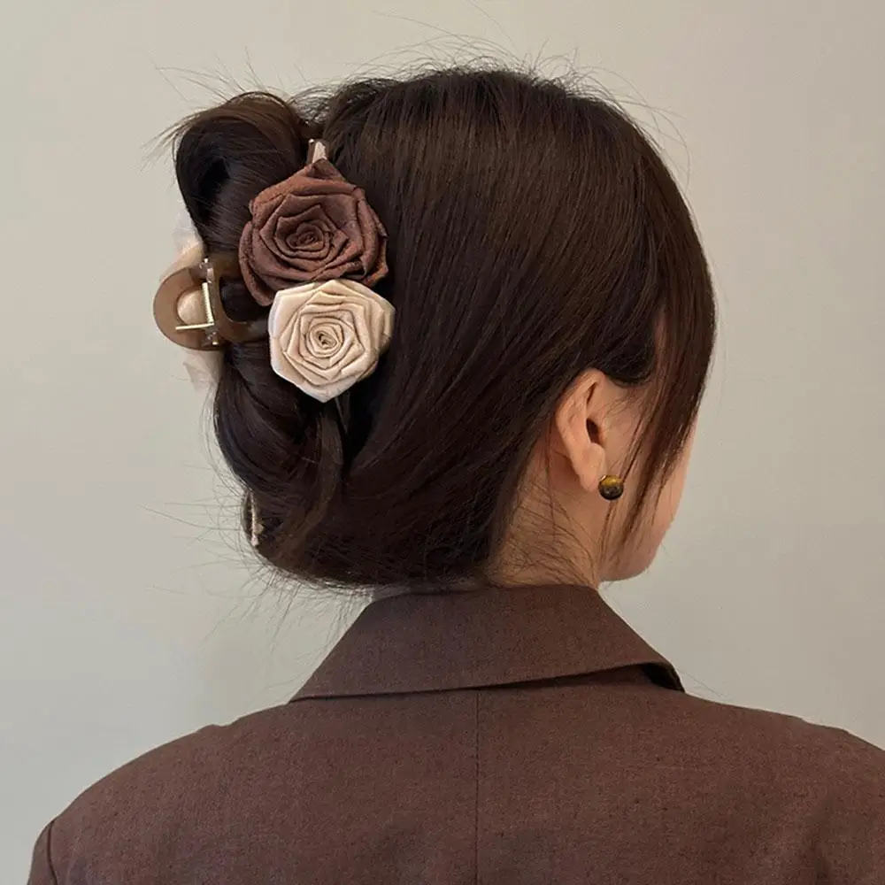 Vintage Murad Dried Roses Flower Hair Claw Clip Large Fashion Hair Styling Claw Clip Hair Accessories for Women Girls