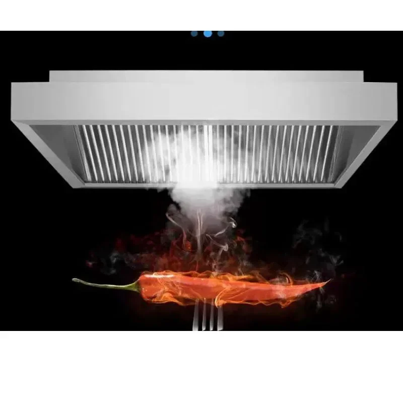 Commercial Kitchen Smoke Hood Thickened Stainless Steel Oil Separation Baffle Easy To Clean Wall Mount Extractor Hood Customized