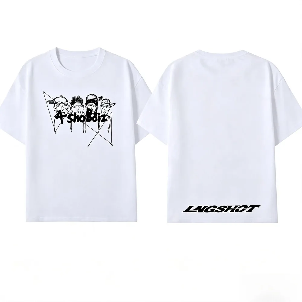 Hand Drawn Four Figures Graffiti Print Men T Shirt Vintage Loose Streetwear Daily Casual Cotton Short Sleeve Tee
