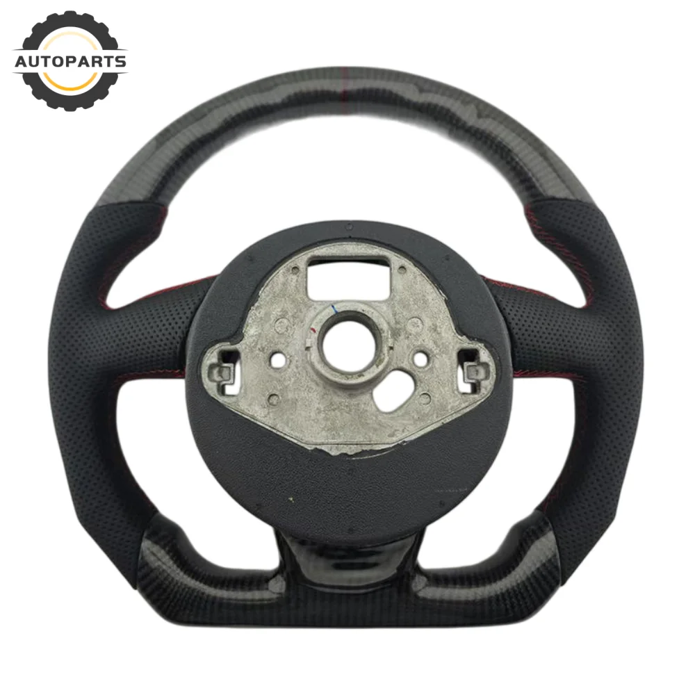 For Audi A3 A4L A5 A6L A7 Q3 Q5 Carbon Fiber Half Perforated Steering Wheel Red Line Red Mark With Buttons No Paddles