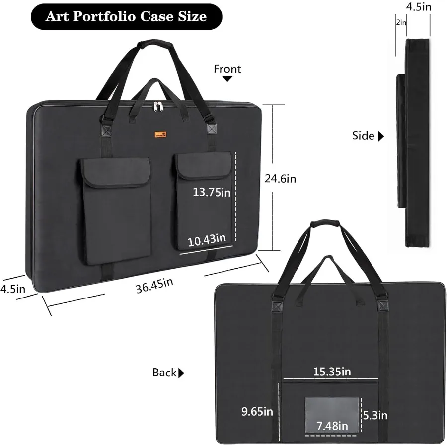 حافظة فنية مقاس 24 × 36 بوصة حقيبة حمل قماشية مقاومة للماء مع مقبض حمل للفنانين مجلد محفظة متين fo