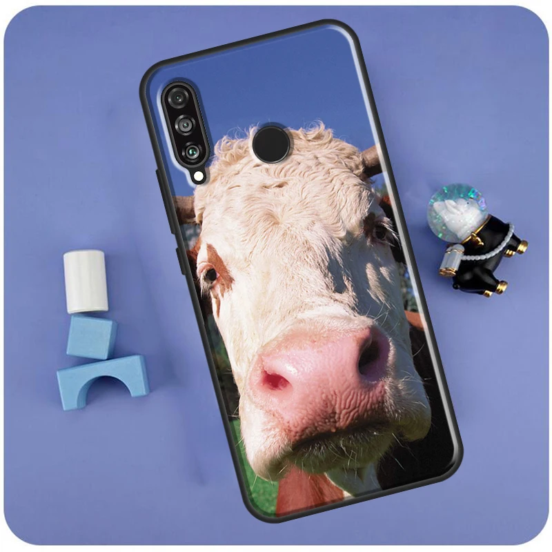 Funny Cow Face Case para Huawei, Nova 11i 3i 7i 8i Y91 Y60 Y70 Y61 Y90 Nova 11 Pro 10 9 SE P20 P40 P30 Lite