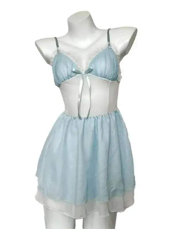 Robe Sexy pour femmes robe Camisole transparente Style désir pur dentelle chemise de nuit douce robe mignonne pour femme charmante QCWO