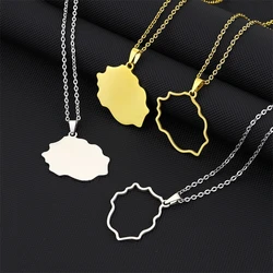 France Reunion Island Map Pendant Necklace Stainless Steel For Women Girls Gold Silver Color Charm Outline Female Choker Jewelry