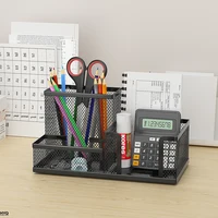 Mesh Desk Organizer Office Supplies Caddy with Pencil Holder and Storage Baskets for Desktop Accessories, 3 Compartments, Black 3