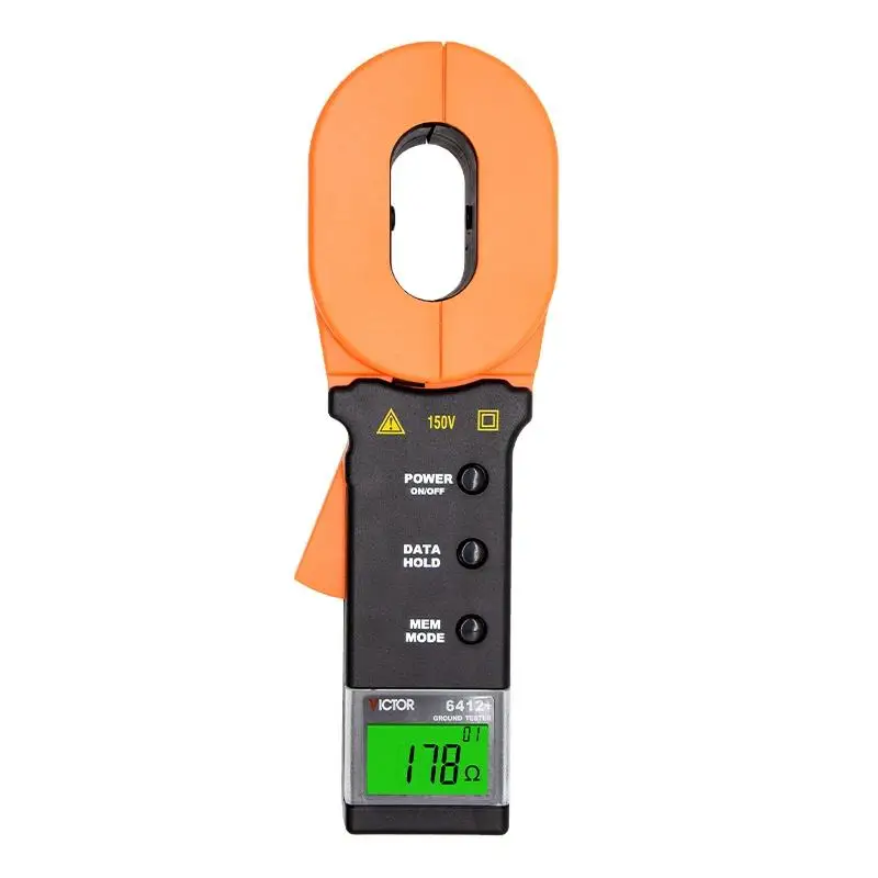 Non-Contact Digital Clamp Earth Resistance Tester 0.01-1000ohm LCD Size 46x28mm Data Hold 30 Sets Resistance Meters PLS-6412+