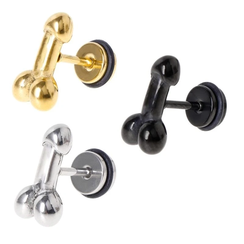 

1pc Punk Earrings Personality Exaggerate Men Jewelry Brincos Charms Ear Stud Creative Unique Titanium Steel Sexy Anti Allergy