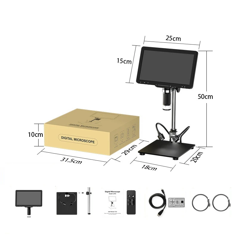 Imagem -03 - Microscópio Digital Câmera Magnifier 10.1 Polegada Ajustável hd Ips Display Solda Eletrônica Reparo do Telefone 1600x