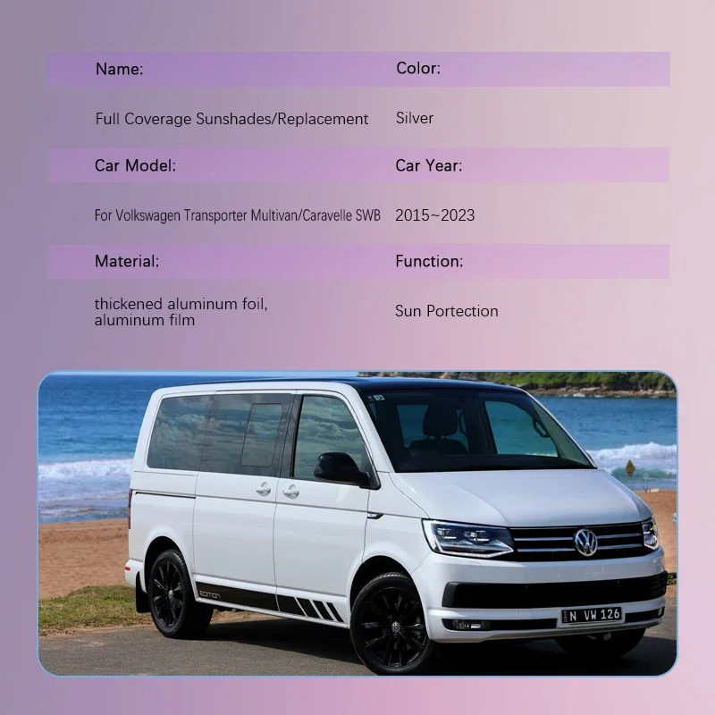 Car Coverage Sunshades For VW Volkswagen Transporter Multivan Caravelle T6 SWB 2015~2023 Car Window Sunshade Covers Accessories