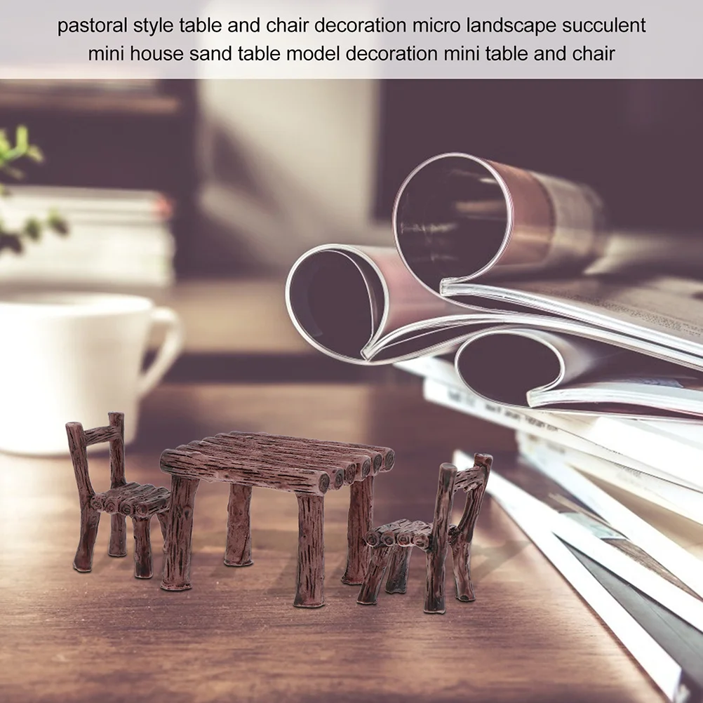 

18pcs Miniature Table Chair Set Moss Garden Decor Diy Craft Durable Small Ornaments For Creative Play Realistic Scene