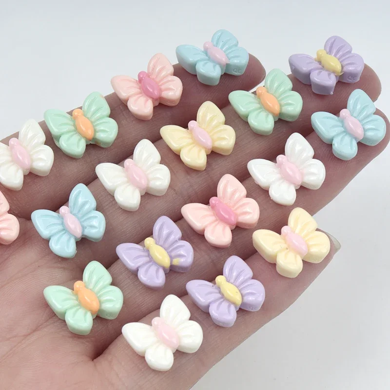 30Pcs/300pcs Resin Butterfly Flat Scrapbooking DIY Phone Deco Parts Hairpin Accessories Children Decoration Nail Enhancement