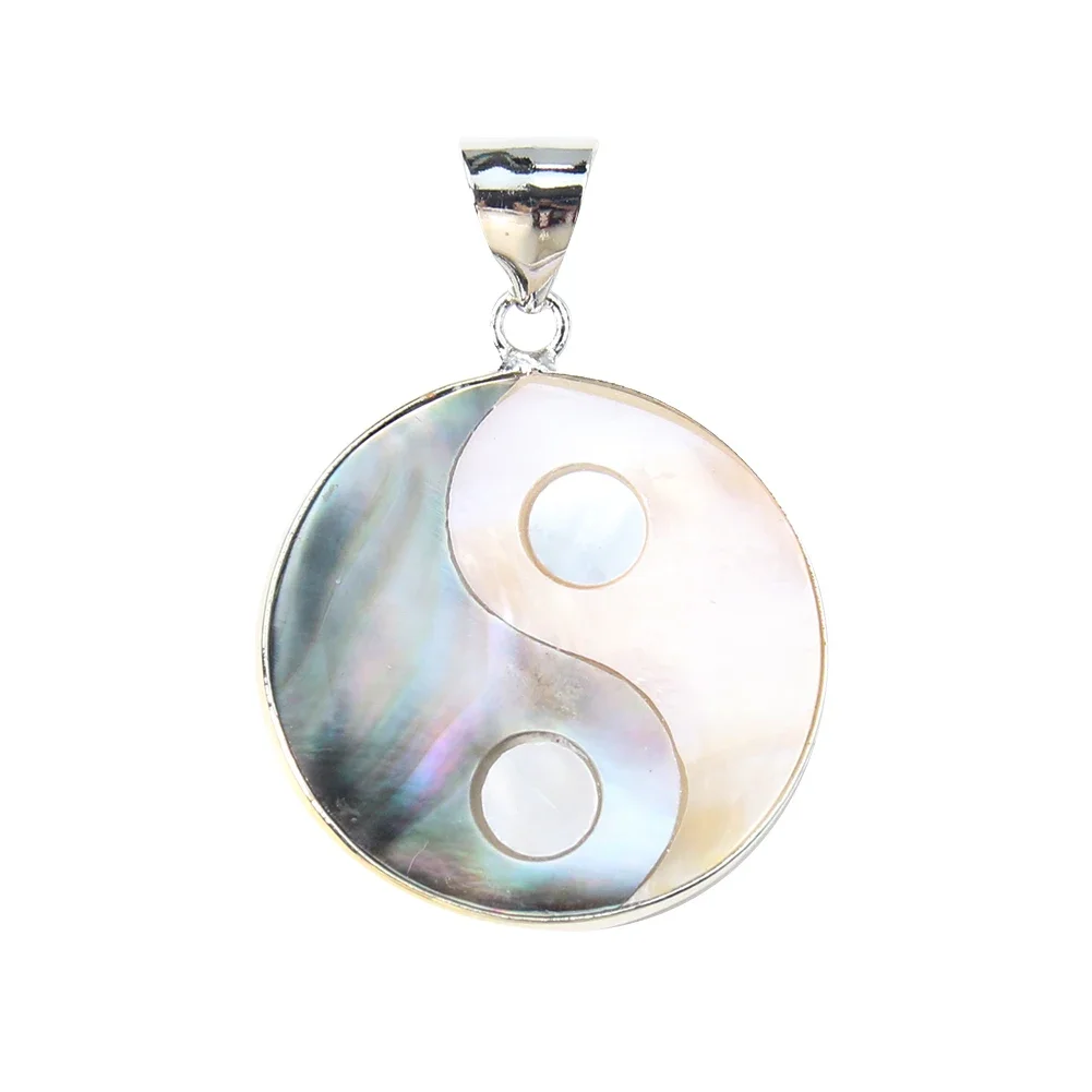 Natural Shell Yin Yang Pendant Tai Chi Mother of Pearl Black White Chinese Taoism Charms Necklace Earring Bagua Jewelry Making