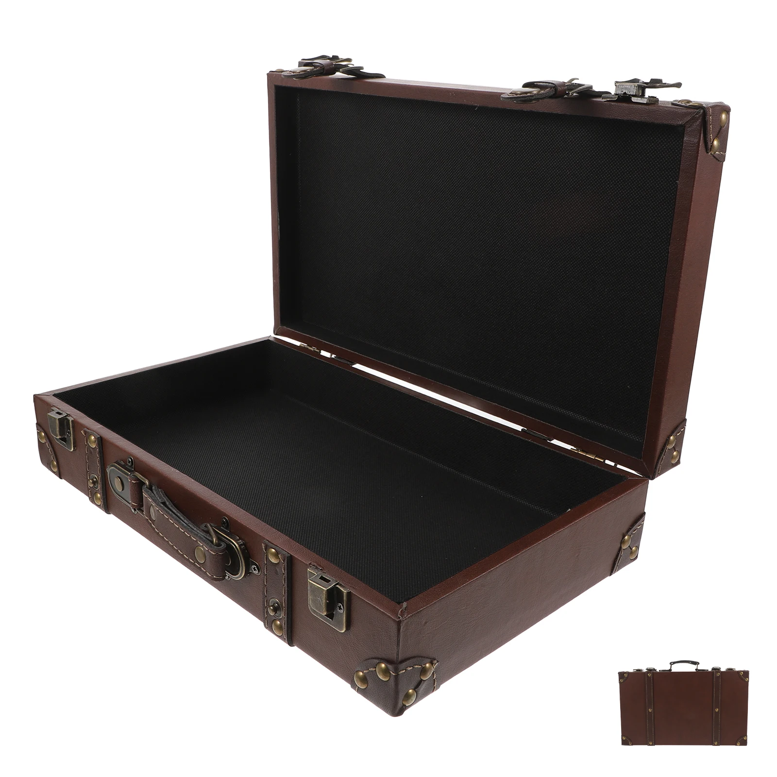 

Retro Suitcase Vintage Luggage Decorative Trunks Storage Boxes Container Photo Props Spacious Design Comfortable