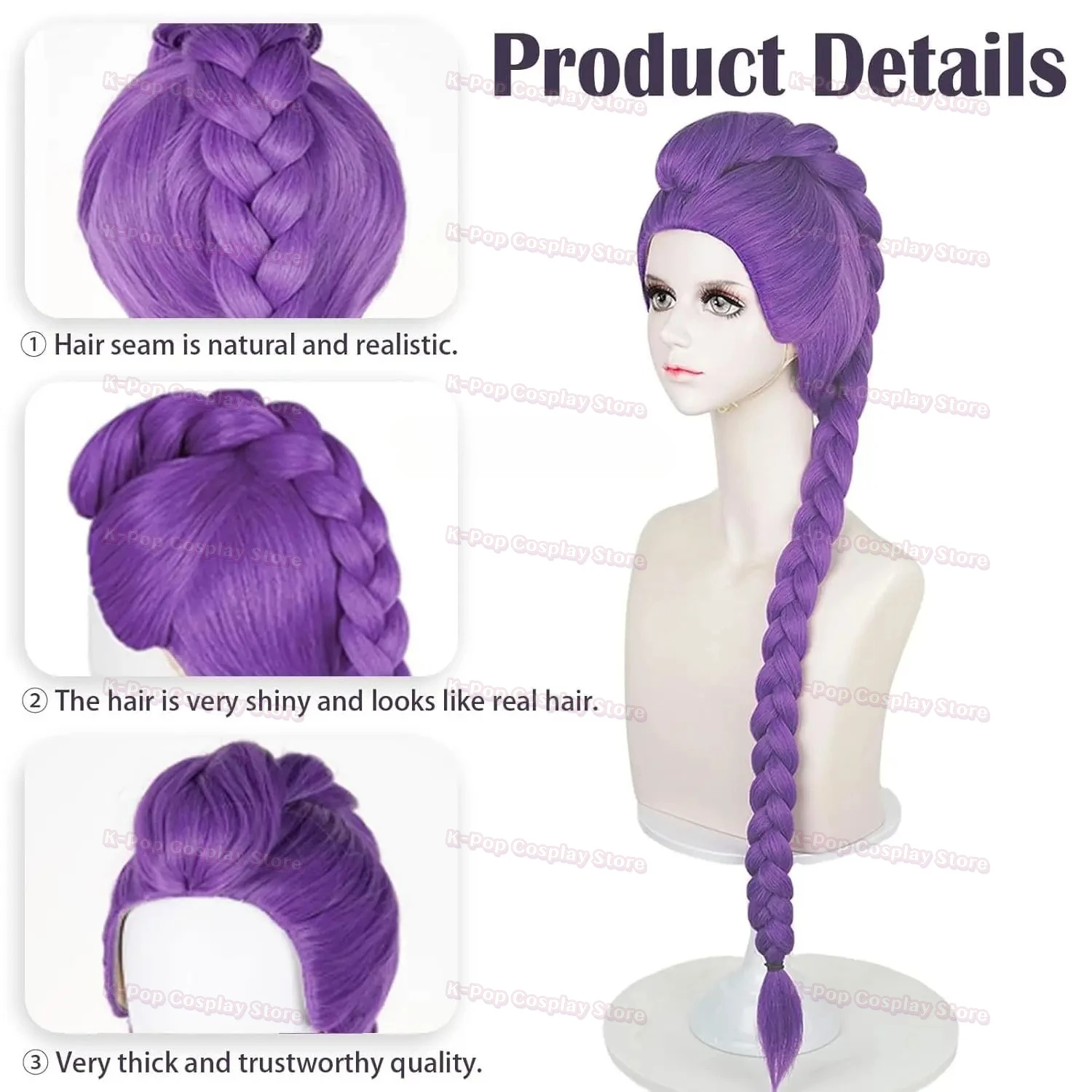 Nuove Donne Uomini Demone Hunters Parrucche Cosplay Anime Rumi Mira Zoey Costume Parrucche Viola Trecce Accessori Per Bambini Prop rumi parrucca bambini