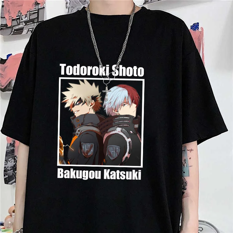 New Todoroki Shoto Bakugou Katsuki Cool Graphic Printed T-Shirt Youth Outdoor Street Cool Round Neck Short Sleeve Shirt