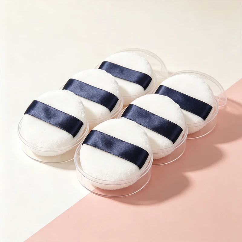 Double Sided Velvet Powder Puff Round Setting Puff Soft Short Flocking Loose Powder Puff Cosmetic Tool