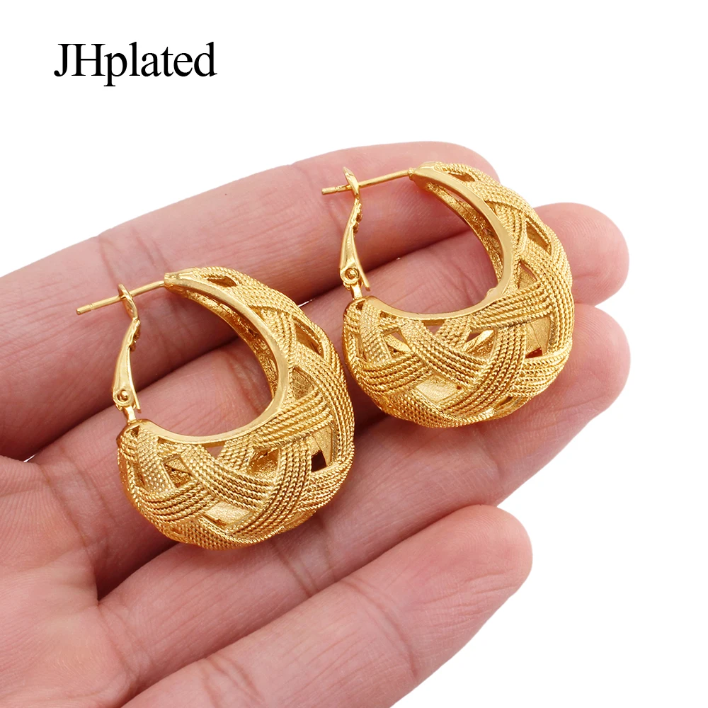 Ethiopia Classic Gold Plated Copper Hoop Earrings for Women Simple Circle  Ear Rings Steampunk Accessories party wedding jewelry