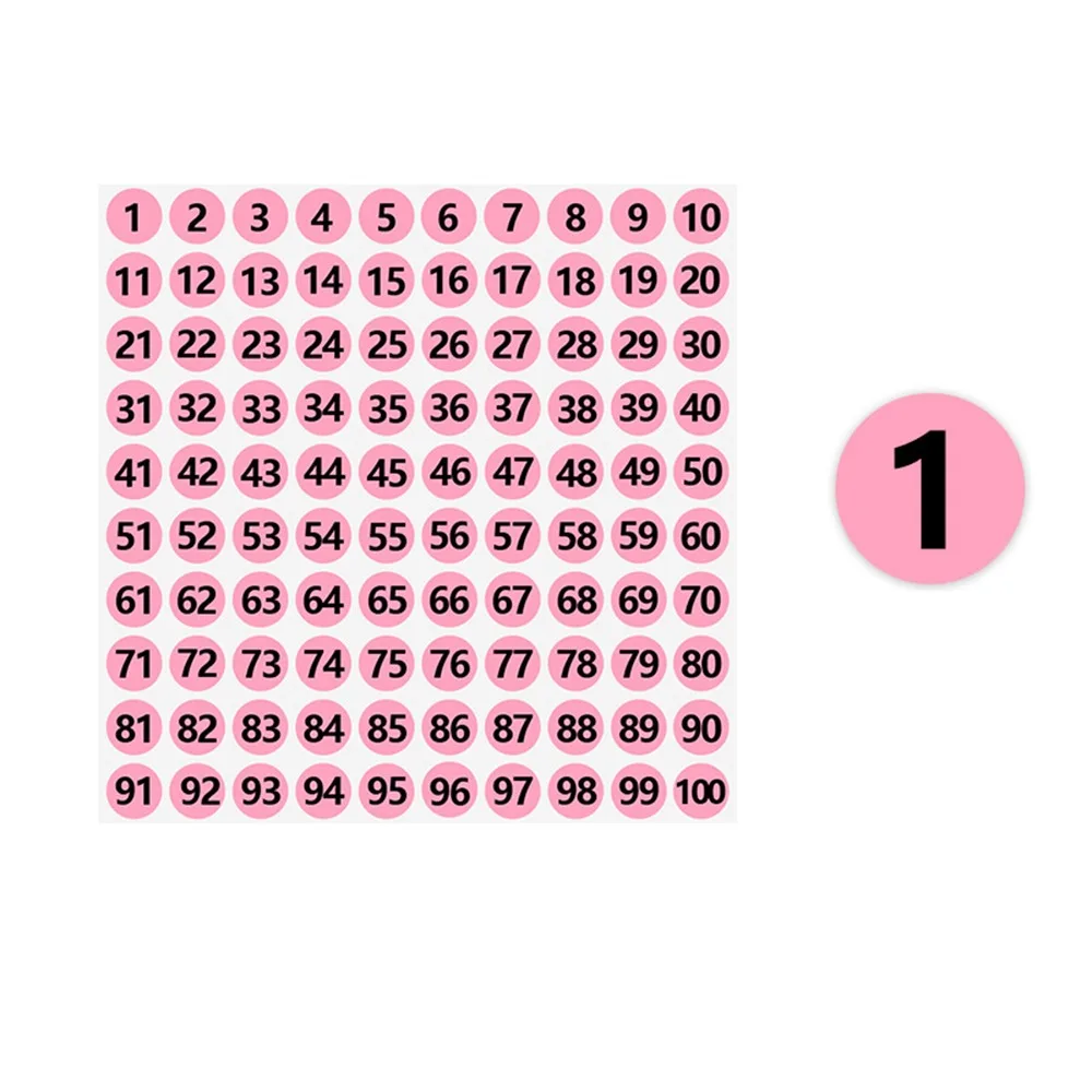 100Sheets 1-100 Labels Number Stickers Self-adhesive 10mm Consecutive Number Stickers DIY Round Clothing Size Label Nail Salon